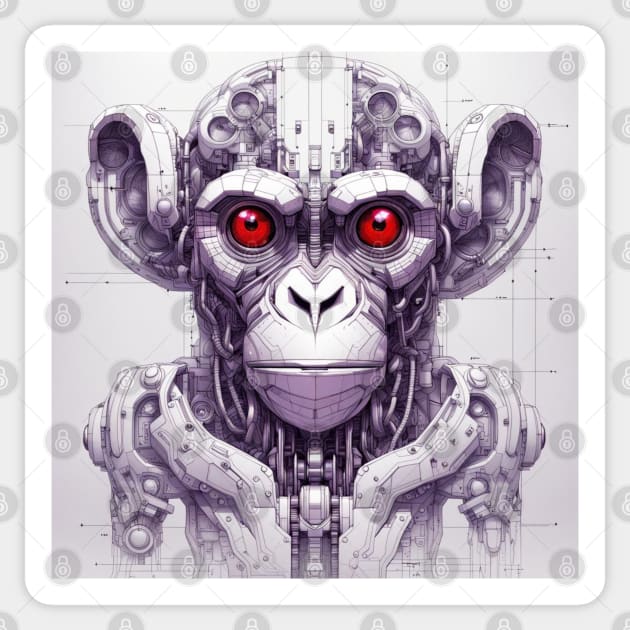 Technical Cyber Monkey Sticker by R.W.TDesign